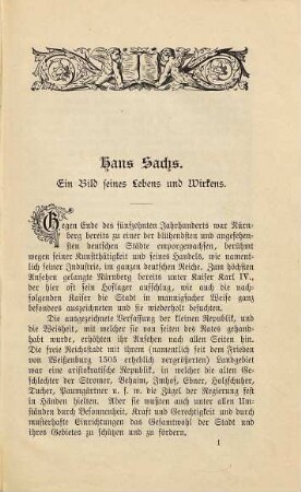 Hans Sachs : Leben und ausgewählte Dichtungen ; Schwänke und Fastnachtsspiele