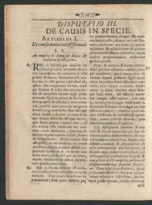Articulus I. De causa materiali [et] formali.