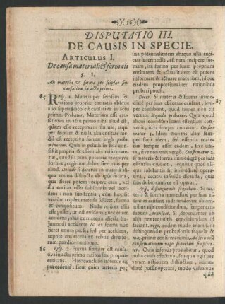 Articulus I. De causa materiali [et] formali.