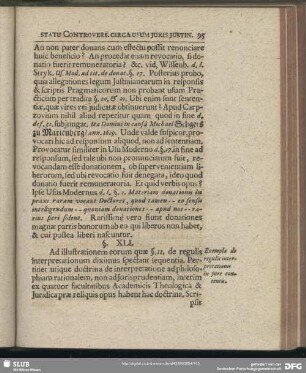 §. XLI. Exempla de regulis interpretationis in jure contentis