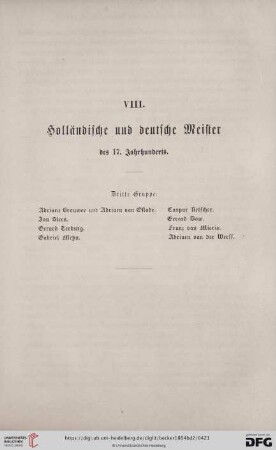 VIII. Holländische und deutsche Meister des 17. Jahrhunderts. Dritte Gruppe