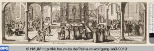 [Ein Kircheninnenraum mit Spendung der sieben Sakramente; A church interior with the administration of the seven sacraments]