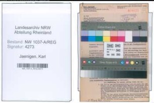 Entnazifizierung Karl Jaenigen , geb. 28.10.1902 ()