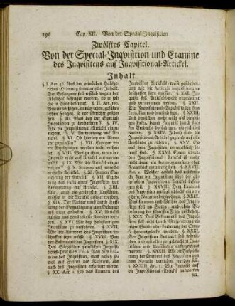 Zwölftes Capitel. Von der Special-Inquisition und Examine des Inquisitens auf Inquisitional-Artickel