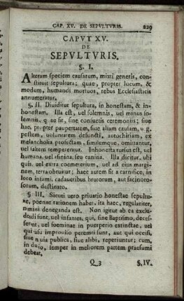 Caput XV. De Sepulturis.