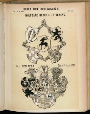 Taf. 103. Wolfgang Georg Gr. z. Stolberg. - Gr. z. Stolberg Dipl. v. 18, April, 1597.