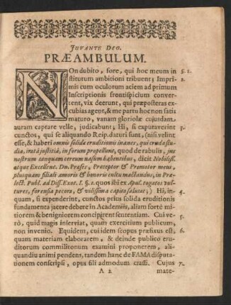 Juvante Deo. Praeambulum.