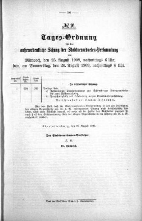Tages-Ordnung. No. 16. (234-236), 25. August 1909