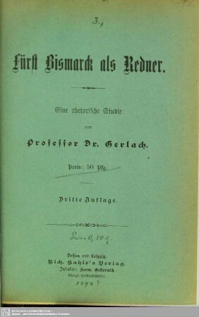 Fürst Bismarck als Redner