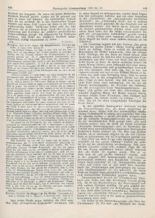 445-447 [Rezension] Heiler, Friedrich, Im Ringen um die Kirche. Gesammelte Aufsätze und Vorträge, Bd. 2