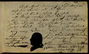 Johann Wilhelm Hahn aus Franckfurth, Vetter (Silhouette). Tübingen, 05.11.1782.