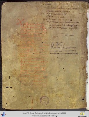 [311va] Stiftungsvermerk, 11. Jh., rot: Nennung des Auftraggebers der Hs. (Bischof Eberhard I. von Konstanz).