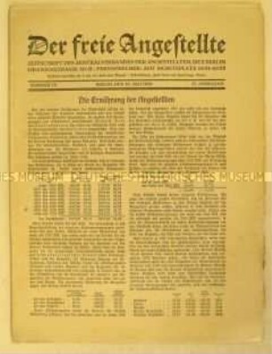 Mitteilungsblatt des Zentralverbandes der Angestellten u.a. zu Ernährungsfragen