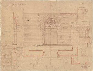 Bestelmeyer, German; München - Nymphenburg; Ev. Stephanuskirche - Hauptportal (Grundriss, Ansicht, Schnitte, Detail)