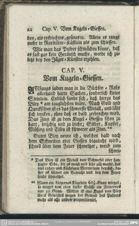 Cap. V. Vom Kugeln-Giessen
