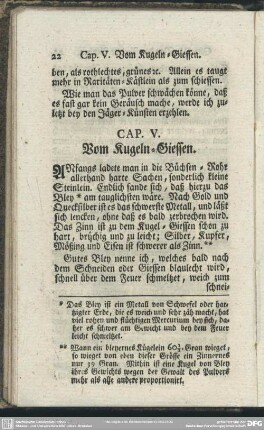 Cap. V. Vom Kugeln-Giessen
