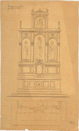 Voit, August von; Prien / Chiemsee; Pfarrkirche - Grundriss, Ansicht
