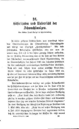 Hilfsschulen und Unterricht der Schwachsinnigen