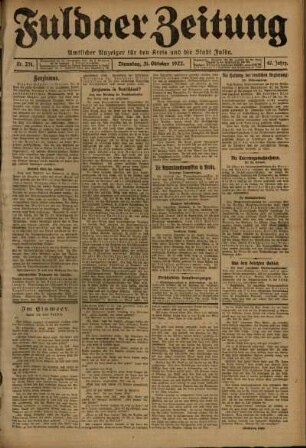 Ausgabe vom Dienstag, den 31. Oktober 1922.