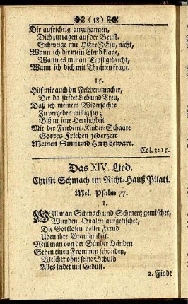 Das XIV. Lied. Christi Schmach im Richt-Hauß Pilati.