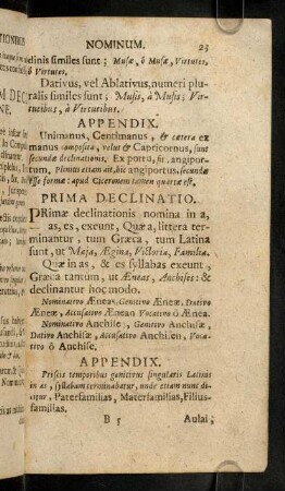 23-33, Prima Declinatio. Primae declinationis ...