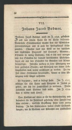 VII. Johann Jacob Bodmer.