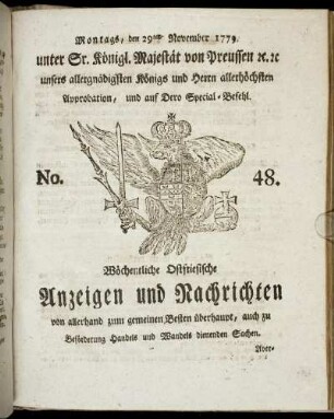 No. 48. Montags, den 29ten November 1779.