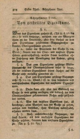 Achtzehnter Titel. Vom getheilten Eigenthume.