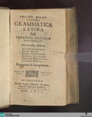 Philippi Melanchthonis Grammatica Latina