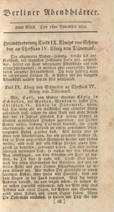 28tes Blatt. Den 1sten November 1810.