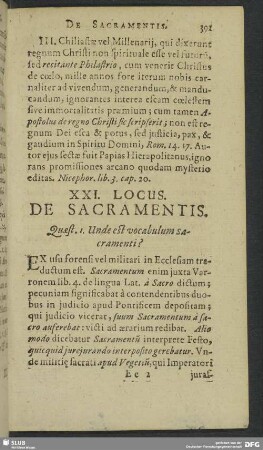 XXI. Locus. De Sacrementis