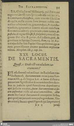 XXI. Locus. De Sacrementis