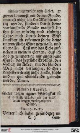 Neuntes Capitel