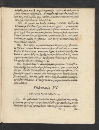 Disputatio VI. De Secta Methodicorum.
