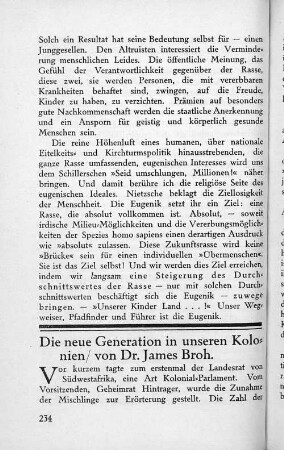 Die neue Generation in unseren Kolonien/ von Dr. James Broh.