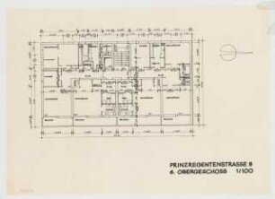 Wohnhäuser Prinzregentenstraße 8 / Güntzelstraße 9, Berlin-Wilmersdorf: Grundriss 6. Obergeschoss 1:100