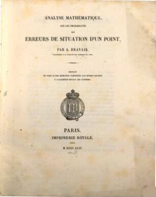 Analyse mathématique : Sur les probabilités des erreurs de situation d'un point
