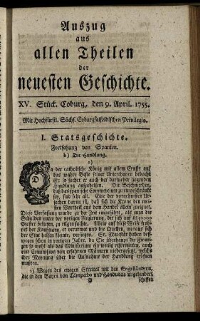 XV. Stück. Coburg, den 9. April. 1755.