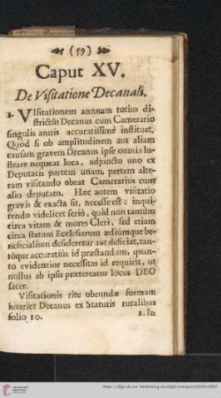 Caput XV: De visitatione decanali