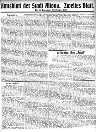 Nummer 26. Zweites Blatt. : Sonnabend, den 26. Juni 1926