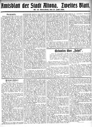 Nummer 26. Zweites Blatt. : Sonnabend, den 26. Juni 1926