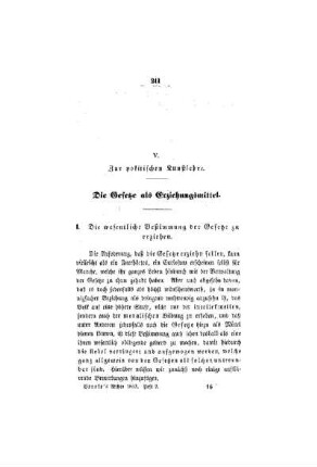 Zur politischen Kunstlehre : die Gesetze als Erziehungsmittel