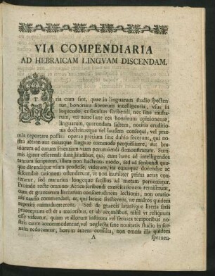 Via Compendiaria Ad Hebraicam Linguam Discendam.
