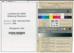 Entnazifizierung Karl Wengerich , geb. 18.04.1896 (Bergmann)