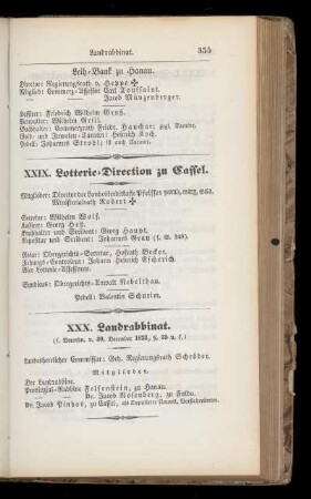 XXIX. Lotterie=Direction zu Cassel.