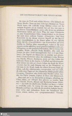 Die Dauerhaftigkeit Der Neuen Musik