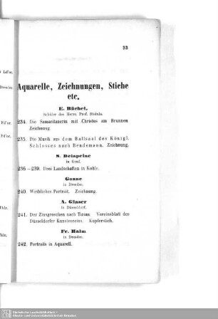 Aquarelle, Zeichnungen, Stiche etc.