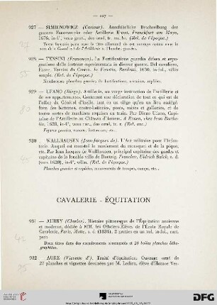 Cavalerie – equitation (Nr. 931-953)