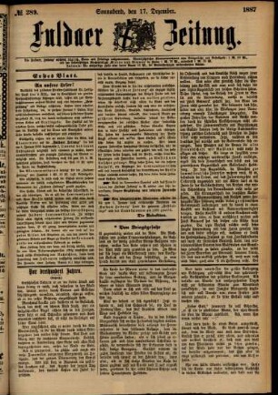 Ausgabe vom Samstag, den 17. Dezember 1887.