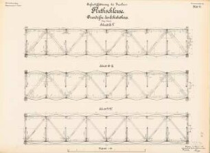Großschiffahrtsweg, Breslau Flutschleuse: Schiebetor: Grundriss, Schnitte 1:20